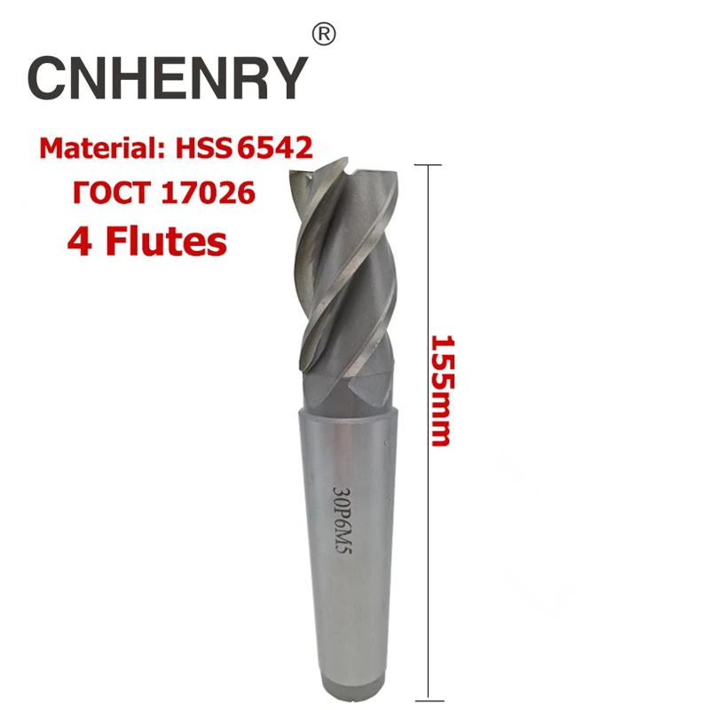 

4 Flutes HSS End Mill Diameter 30mm Router Bit Milling CNC Cutter for Wood Metal End Milling Cutter Drill Bits tool Taper Shank