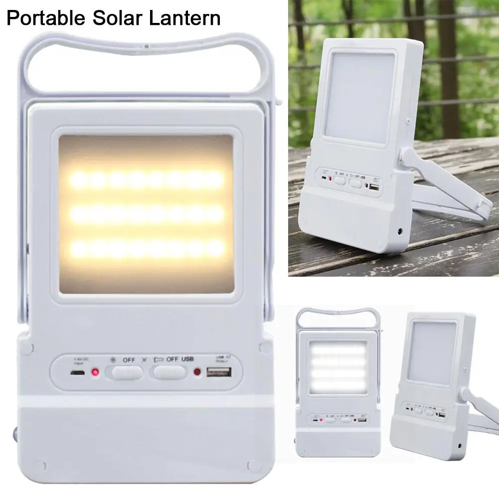 

Portable LED Solar Lamp USB Rechargeable Emergency Lantern Outdoor Camping Tent Fishing Light Can Charger Mobile Phone