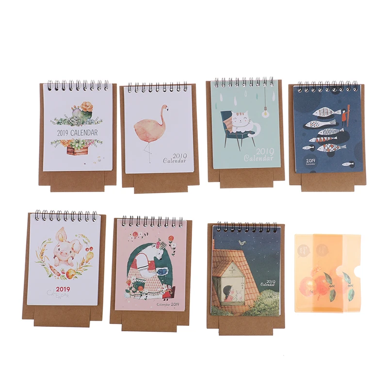 

1Pc Cartoon Animal 2019 Calendar Desk Standing Paper Calendar Multifunction Schedule Planner Notebook