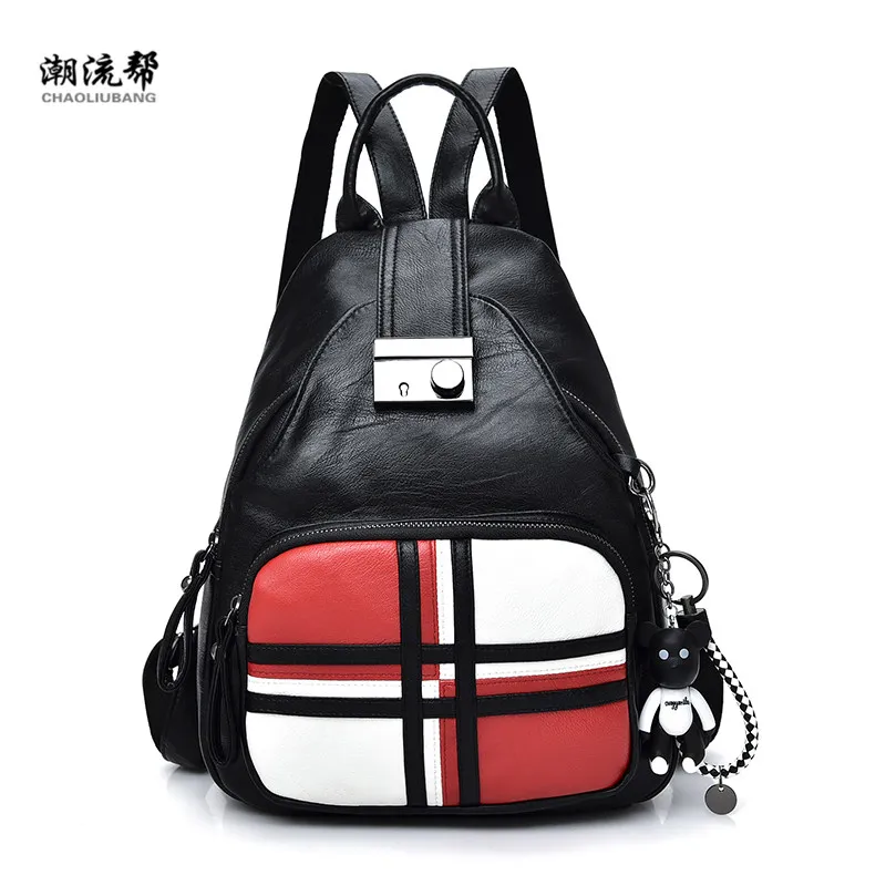 Spanish Brand new 2017 Design Pu Women Leather Backpacks School Bag