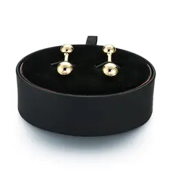 Набор новые модные мужские французские запонки черная кожа коробка Золотой мяч запонки набор