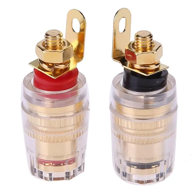 

Alloyseed 2pcs 4mm Gold-plated Brass Speaker Binding Posts Audio Terminals for Banana Plugs