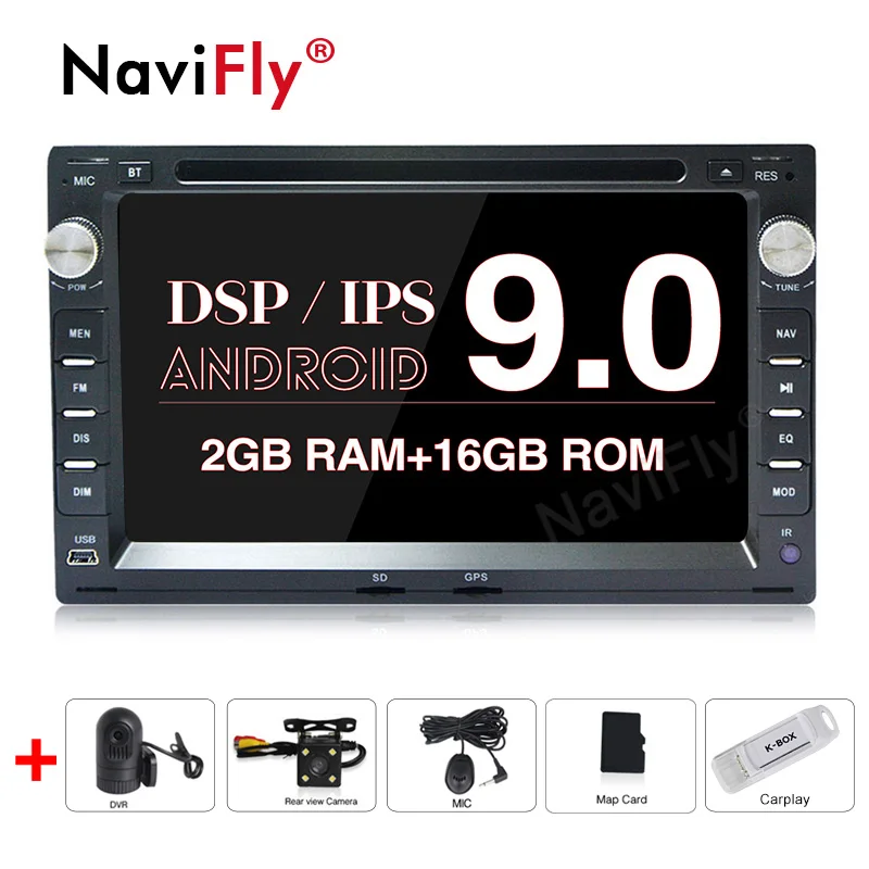 2din Android 9,0 ips DSP Автомобильный dvd Радио мультимедийный плеер для VW PASSAT Golf 4 T4 Passat B5 Sharan gps wifi BT RDS - Цвет: dvd camera DVR PLY