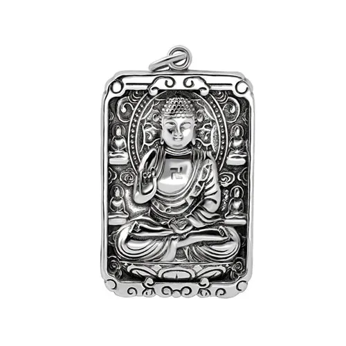 Тысячи богини милости серебряное ожерелье с подвеской Будды счастливый амулет молитвенный мужской буддистский тибетский - Окраска металла: H
