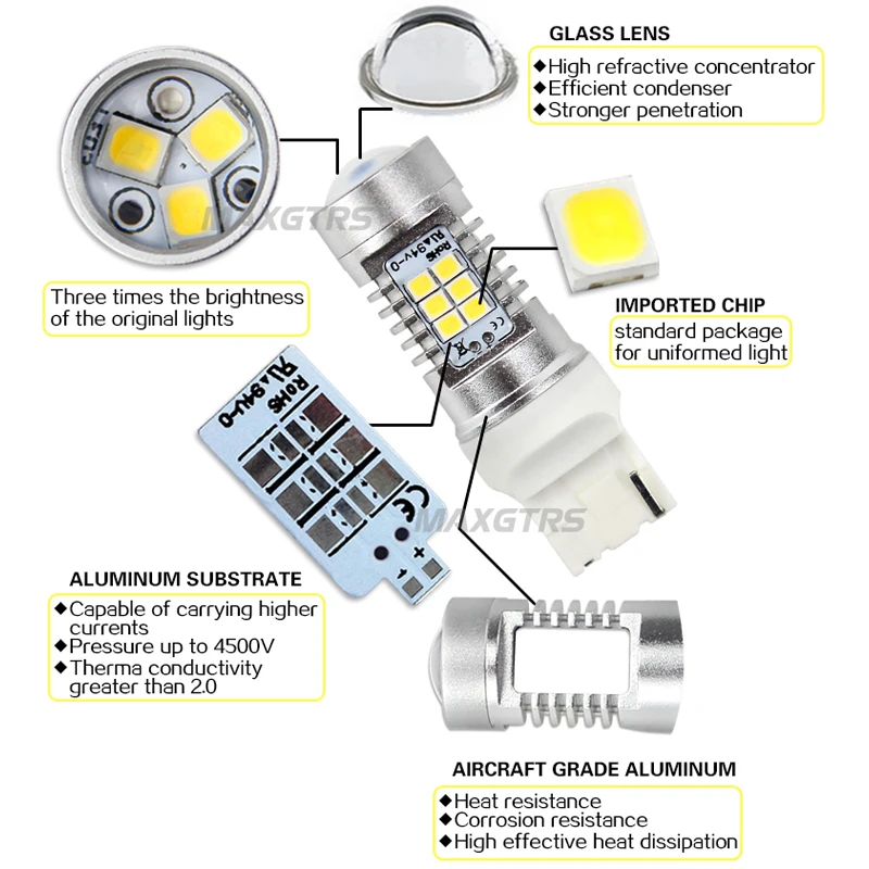 2 шт. Автомобильные светодиодные лампы MAXGTRS T20 W21W 7440|car amber lights|car lightbulb led |