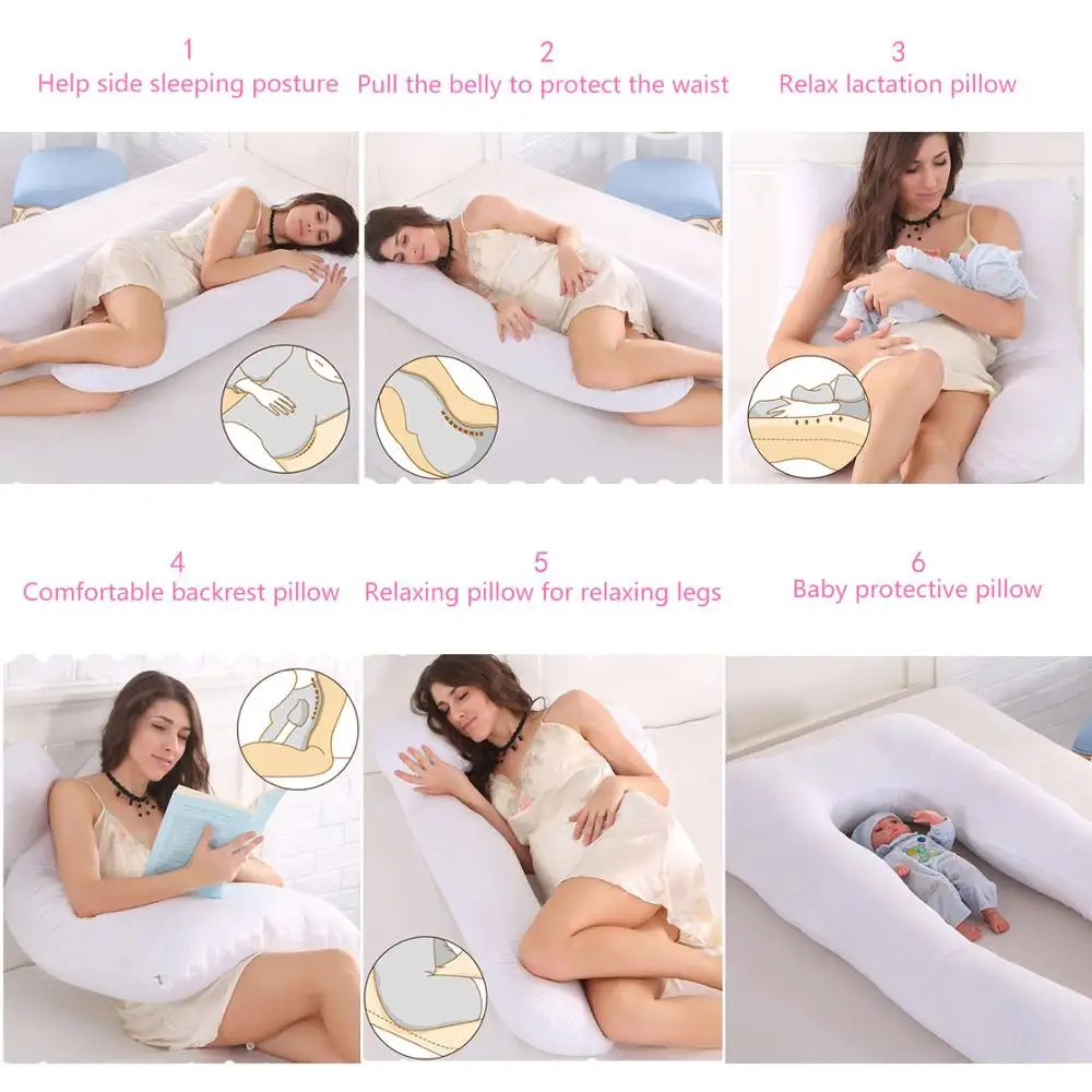 Подушка для сна для беременных женщин, наволочка из хлопка, u-образная Подушка для беременных, постельные принадлежности для беременных