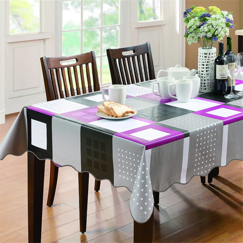 

Simple Plaid Waterproof PVC Plastic Tablecloth For Table Tea Table Oilproof Fabric Retangle Hotel & Home Decor Table Cover