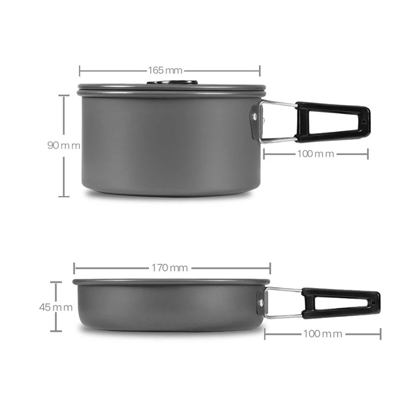  VILEAD Portable Camping Cookware Set Outdoor Hiking Bushcraft Cooking Tools with Folding Pot Pan Ta