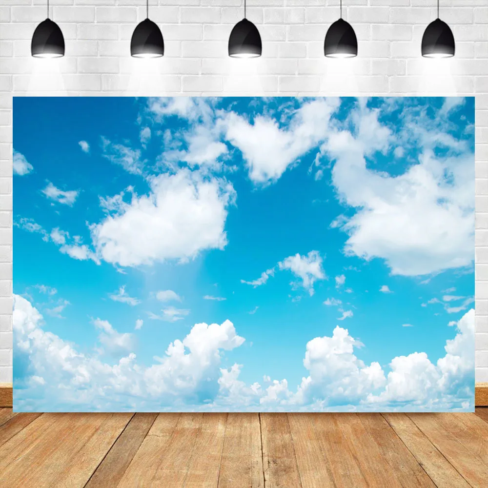 Neoback Небесно-Голубой Виниловый фон для фотосъемки новорожденных с белыми