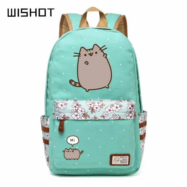 wishot pusheen cat canvas bag unicorn flower wave point rucksacks backpack for teenagers wishot pusheen cat canvas bag unicorn flower wave point rucksacks backpack for teenagers
