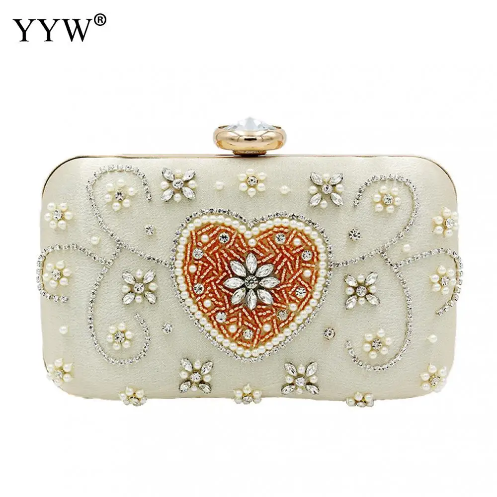 

White Boutique Elegant Bohemian Women Wedding Clutch Purses Beaded Bag Evening Bag Wedding Handbag Party Bolsos Fiesta Mujer