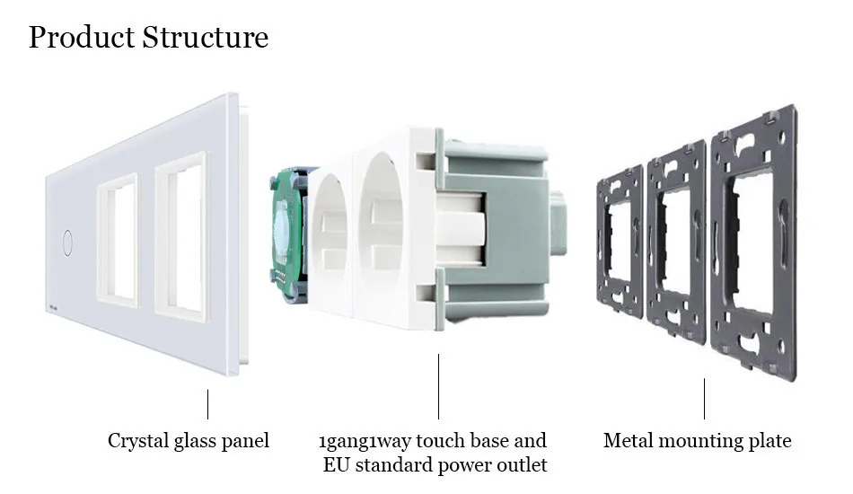 Welaik бренд 3 Рамки Кристалл Стекло Панель настенный выключатель ЕС сенсорный выключатель ЕС розетки 1Gang1Way AC110~ 250 В a39118e8ecw/b