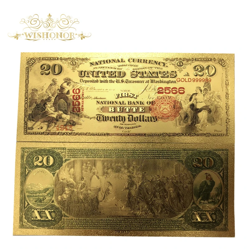 10 шт./лот Новинка 1875 года американская золотая банкнота 20 долларов чистая 999