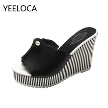 Женские пляжные шлепанцы YEELOCA сандалии на танкетке и высоком