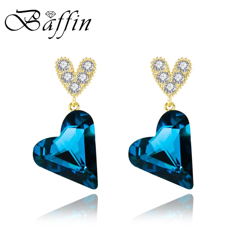 

BAFFIN Romantic Heart Drop Earrings Crystals From Swarovski Gold Color Piercing For Women Colorful Jewelry Best Friends Gift