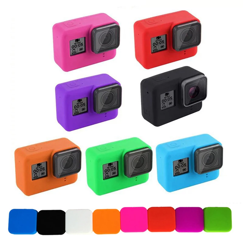 

Go Pro Silicone Case Soft Bag Skin and Lens Cap Protective cover for GoPro Hero 7/6/5 Black Sport Action Camera Accessories