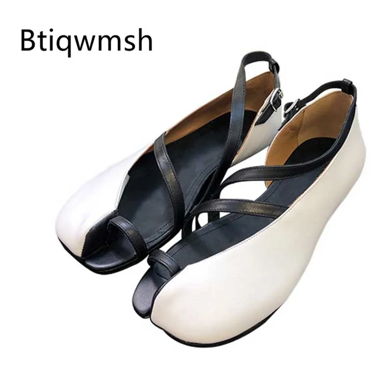 

2019 Novelty Soft Leather Gladiator Sandals Women Split Toe Narrow Band Ankle Strap Flat Shoes Woman Fashion Causal Shoes