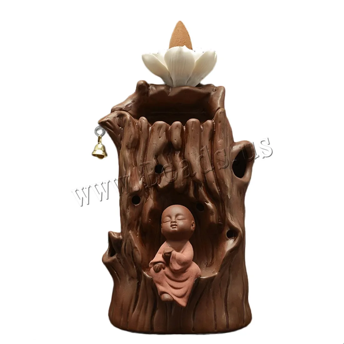 The Little Monk Crescent Ceramic Backflow Incense Burner Lotus Flower Smoke Waterfall Incense Holder Use In Home Office Teahouse