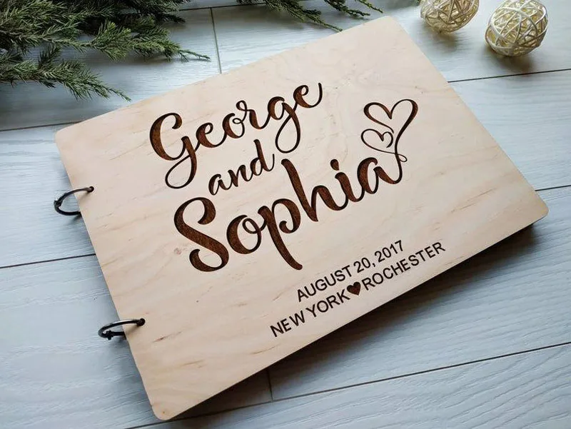 wedding guest books,Wedding album,Wedding memory Engraved book ideas,Unique wedding guest book