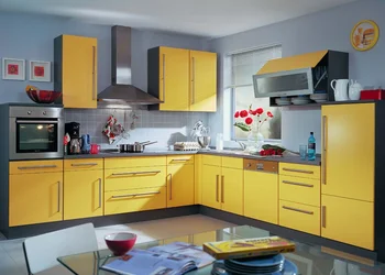 

Yellow kitchen cabinet Foshan produced