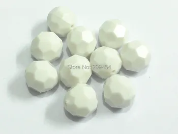

(Choose Size First) 10mm/12mm/14mm/16mm/18mm/20mm White Acrylic Solid Big Faceted Beads Free Shipment !