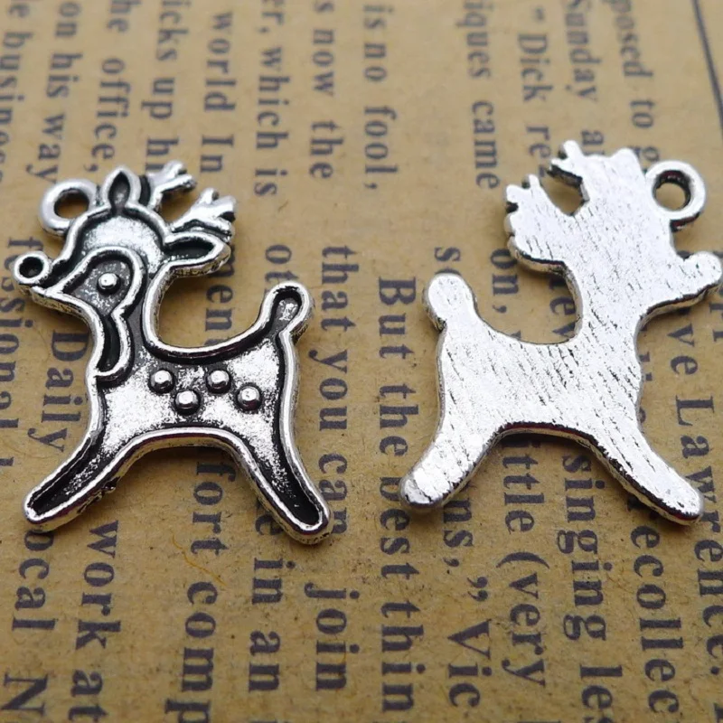 

200Pcs/Lots 17*20MM Antique Silver Alloy The Deer Dangle Charms DIY Jewelry Accessories Charms