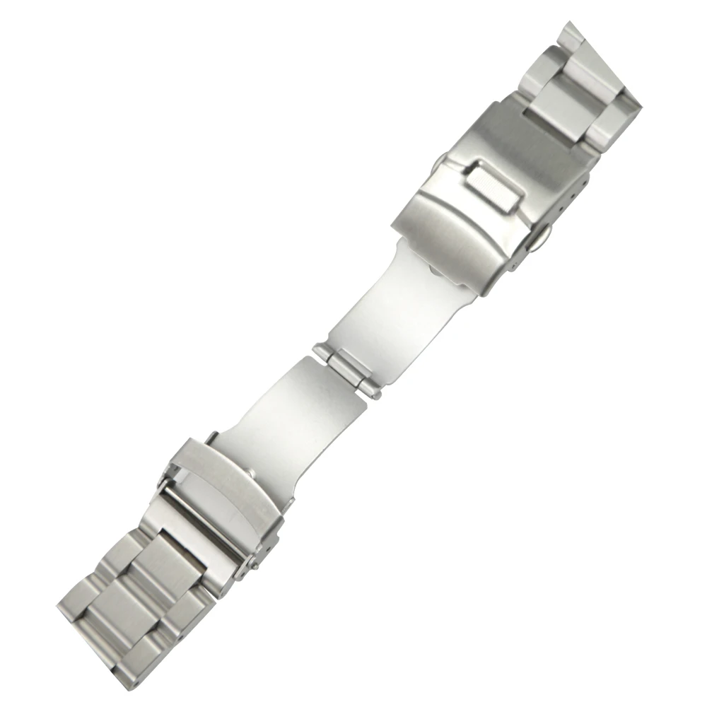 ZLIMSN 316L Stainless Steel Watchband Sport Bracelet Flat End Double Push Button Deployment Clasp Military Relogio 18 20 22 24mm