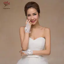 Белое кружево с декоративными бусами платье-пачка с бантом свадебные перчатки без пальцев женские свадебные перчатки свадебные аксессуары Перчатки для невест WAS10003