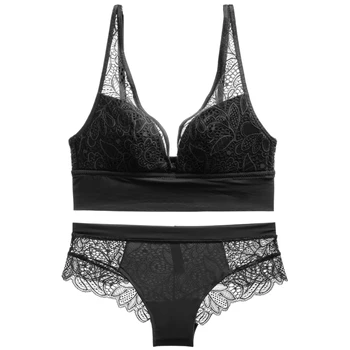 CINOON 2019 Fashion Sexy lingerie set Lace Embroidery Bra Set Wireless Bras For Women Push Up Underwear Set Bra and Panty Set 3