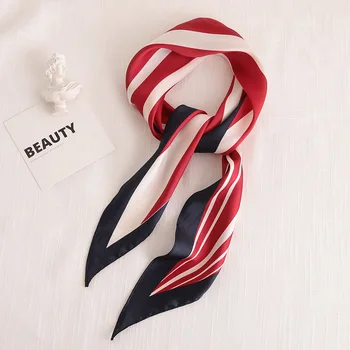 

2020 New Skinny Scarf Women All-match Small Silk Scarves Modern Stylish Rhombus Narrow Sharp Angle Tie Fashion Solid Hair Scarfs