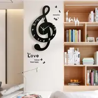 New 3D G-Clef Music Note Wall Clock Modern Minimalist Wall Clock Quartz Movement for Bedroom Living Room Personality Decoration 1