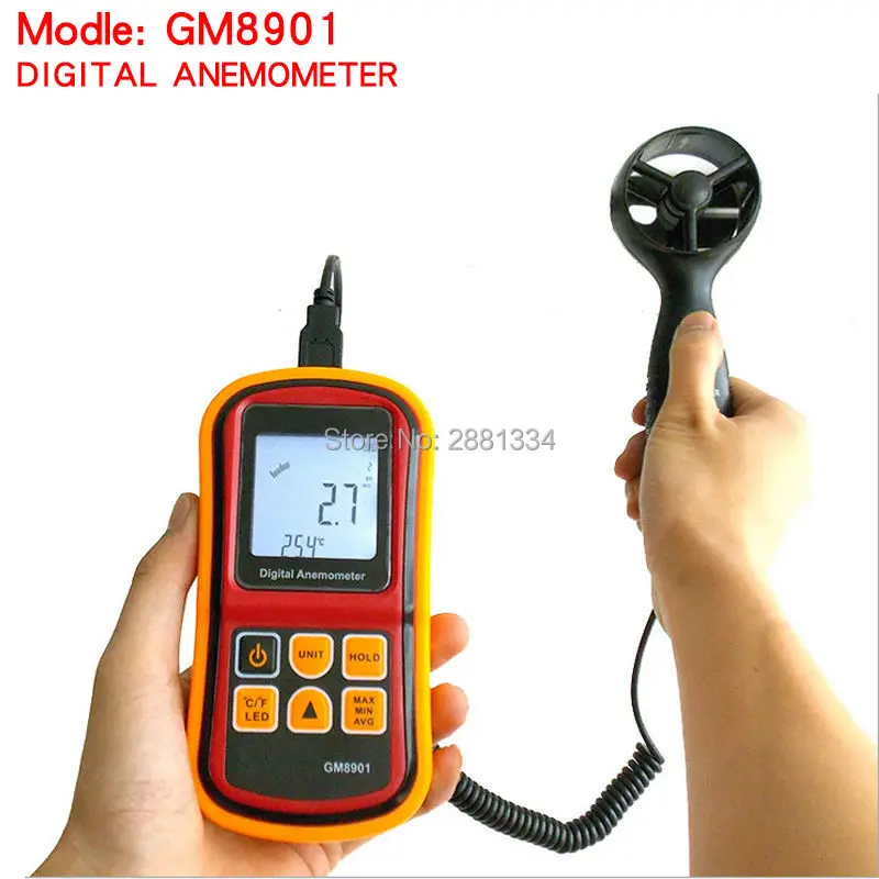 

GM8901 Anemometer 45ms (88MPH) LCD Digital Thermometer Electronic Hand-held Wind Speed Gauge Meter