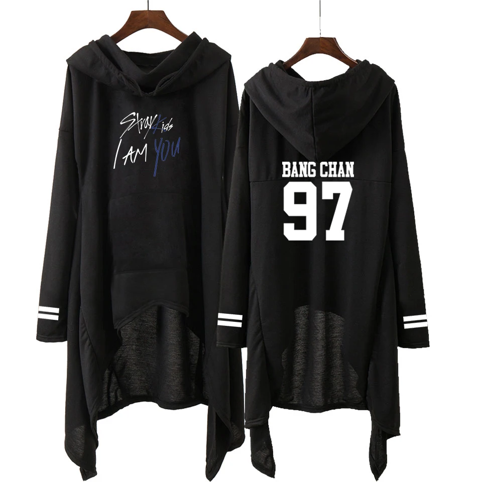 K-pop/Коллекция года; весеннее Черное женское платье-свитер с капюшоном; хлопковая одежда; платье в стиле Харадзюку С альбомом «i am who»