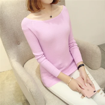

2018 Autumn Winter cashmere sweater women fashion sexy big o-neck women sweaters and pullover warm Long sleeve Knitted OH100