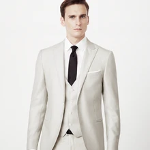 Итальянский Стиль Бежевый Жених Смокинги для женихов 3 предмета Slim Fit дружки Жених костюм Мужская Свадебная вечеринка Костюмы(куртка+ Брюки для девочек+ жилет) TERNO