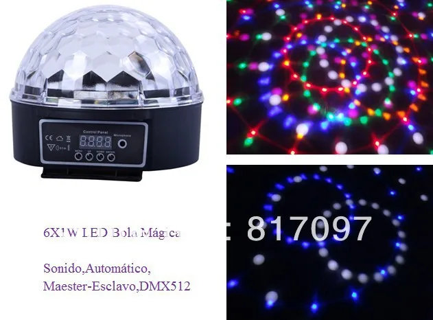 Venta 6 Piezas 1 Вт LED Bola Magica Sonido Automatico DMX512 7 Canales DJ Efectos Luces Fiestas Eventos Дискотека Pub | Лампы и