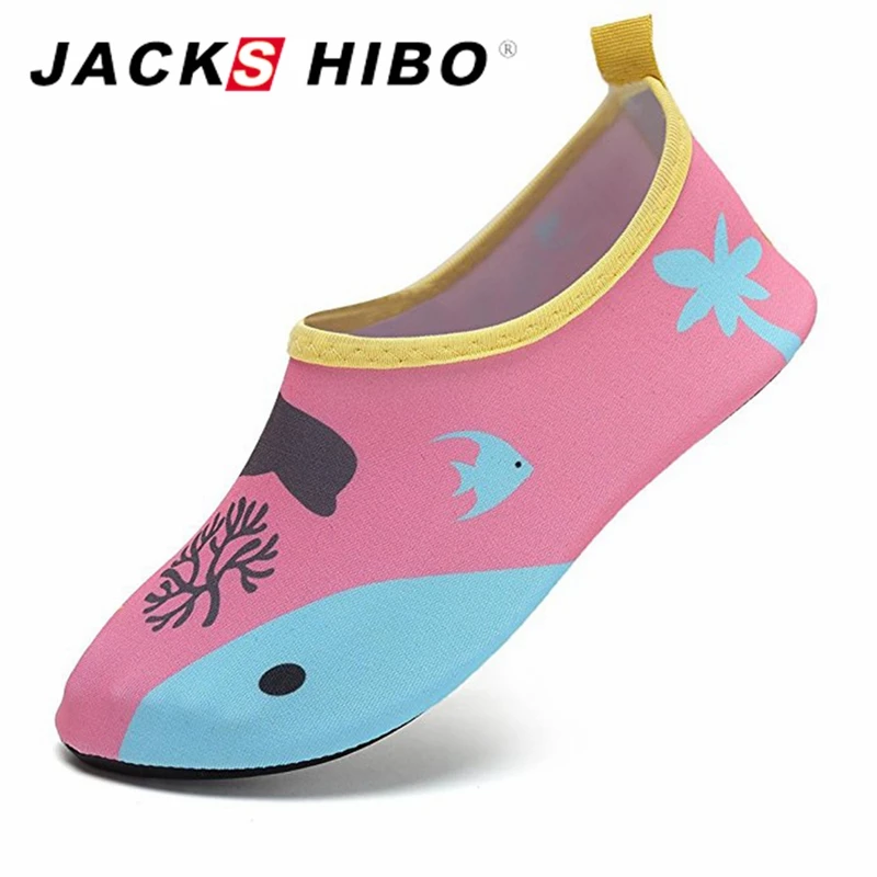 JACKSHIBO Summer Child Water Shoes Anti-skid Kids Sandals Breathable Vamp Quick Drying Slip-On for Girls Boys Beach Shoes