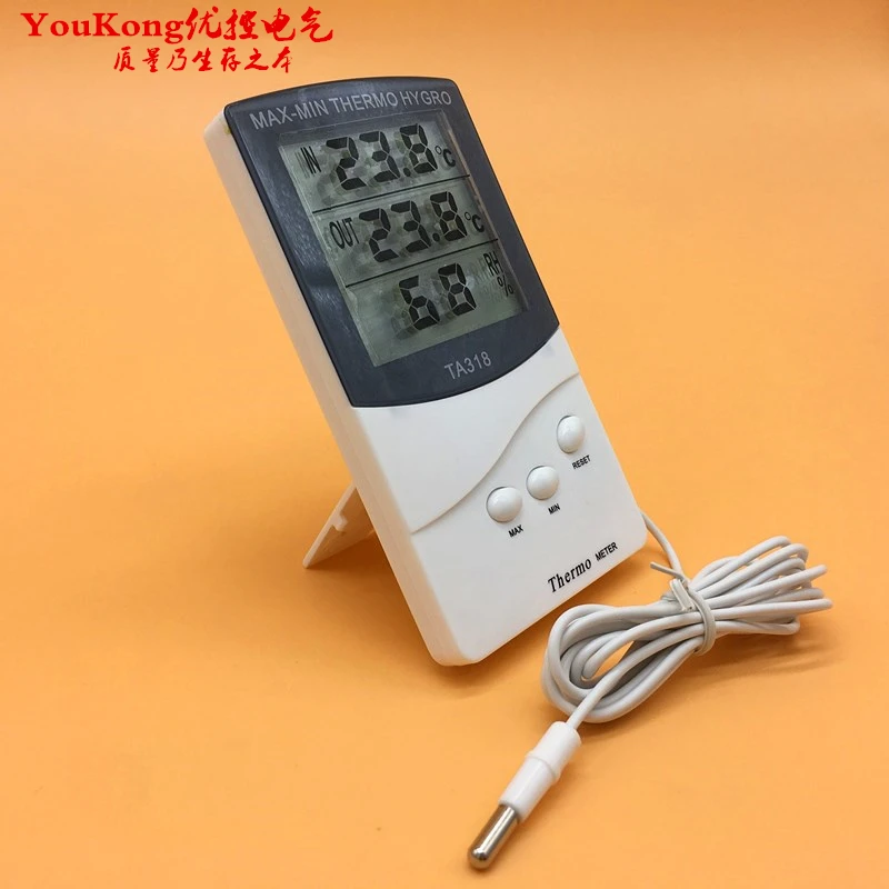 

LCD Max-Min Thermometer Hygrometer Digital Indoor Humidity Out Temperature Meter Probe Sensor Cable Weather Station TA318