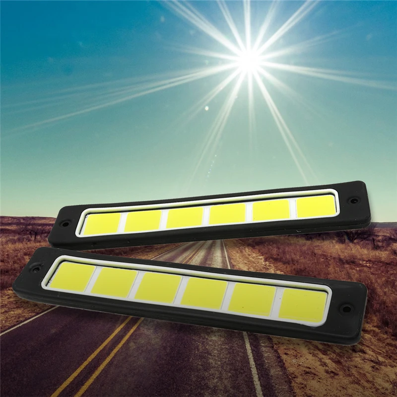 

Car styling 2Pcs Super Bright Flexible Waterproof COB LED DRL Daytime Running Lights Straight Driving Fog Light White 190x35mm