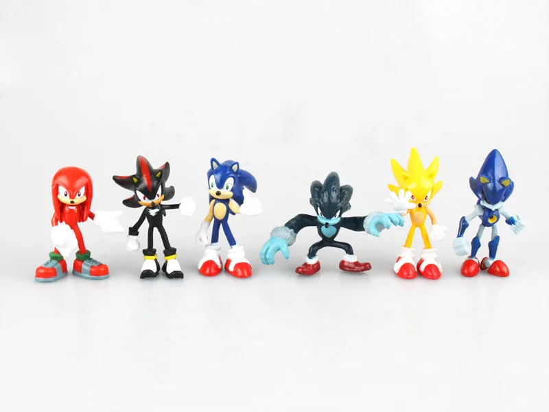 Hkxzm аниме Рисунок 6 см 6 шт./компл. Sonic зубная щётка тени хвосты персонажей Животные игрушки ПВХ Рисунок Рождественский подарок модель детских игрушек - Цвет: in opp bag