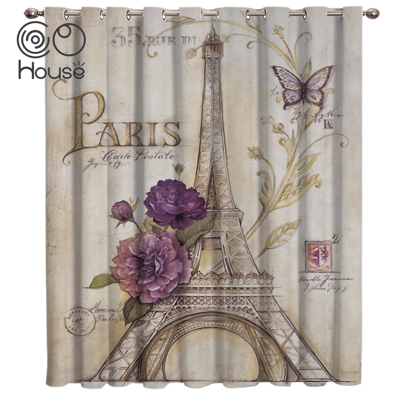 COCOHouse, парижские цветы, бабочки, оконные шторы, балдахин, жалюзи, занавески для гостиной, наружные, для спальни, занавески