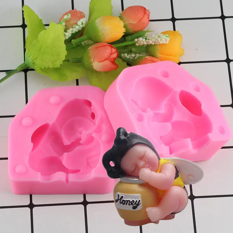 Mujiang 3D Спящая пчела Торт Инструменты для украшения помадки формы DIY шоколадная свеча формы для мыла