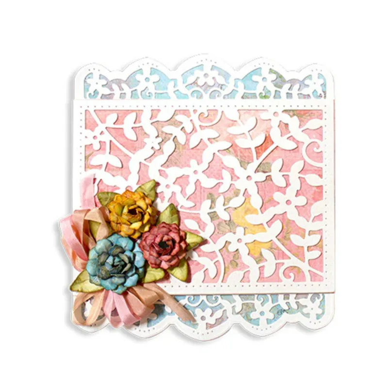 

JC Metal Cutting Dies Scrapbooking Leaves Flower Background Stencil Folder Paper Die Cut Card for Making Crafts Handmade Album