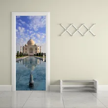 Wall decorations India Taj Mahal 3d vinyl stickers smooth door styling self-adhesive mural home living room scenery wallpaper