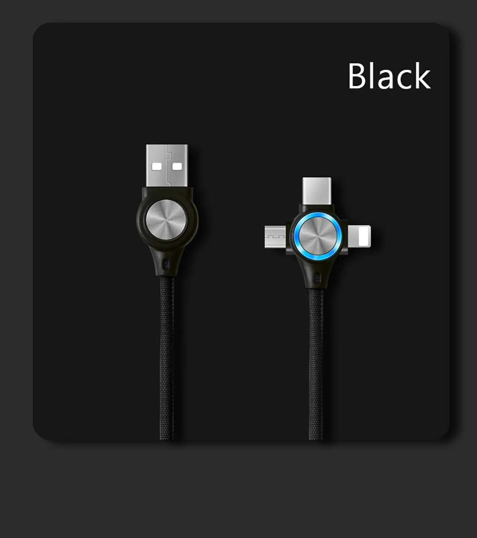 NOHON 3 в 1 USB кабель для передачи данных светодиодный 8 Pin для iPhone X 8 7 XS MAX XR Micro usb type C Android Быстрый зарядный кабель для Xiaomi huawei