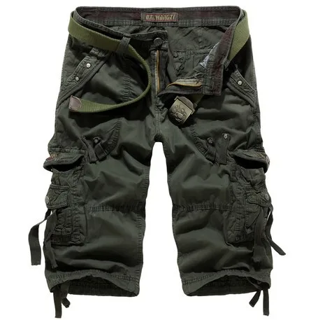 2018 New Summer Men's Casual Loose 3/4 Cargo shorts Multi Pocket Military Shorts Trouser Big Size 29-38