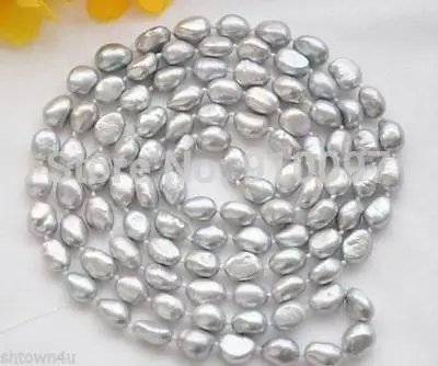 

LHX54013>>>Details about 60" 8-9mm gray baroque freshwater cultured pearl necklace