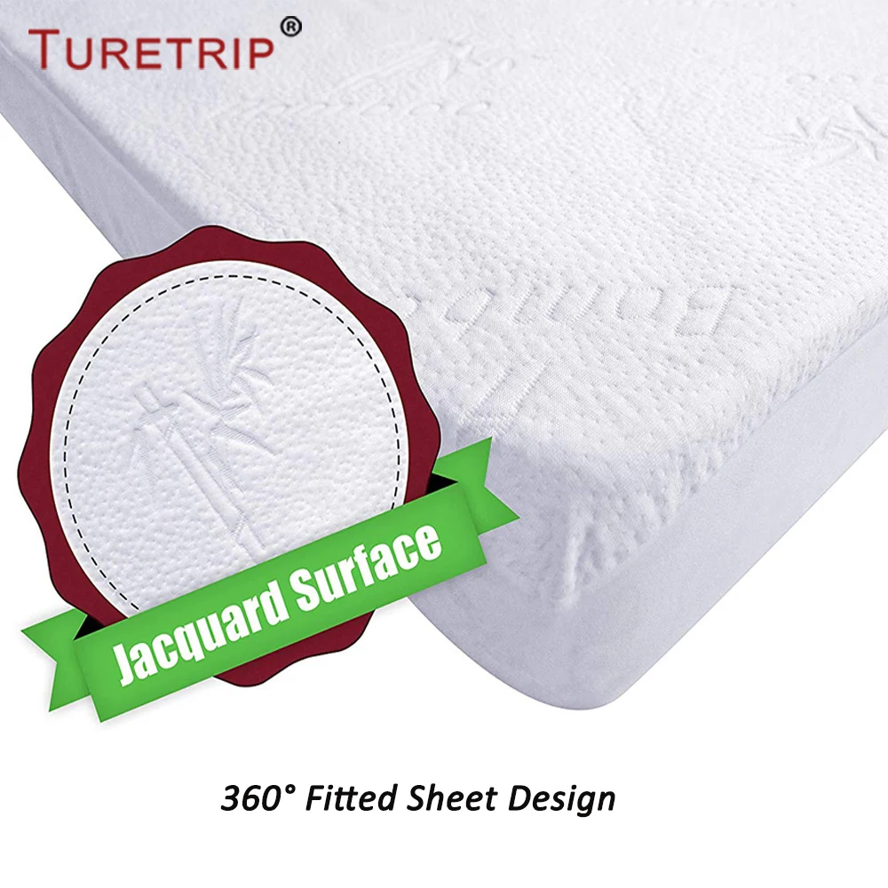 Turetrip Waterproof Crib Mattress Pad Cover Jacquard Bamboo Baby Mattress Protector Waterproof Bed Sheet For Crib Bed Cover 1PC