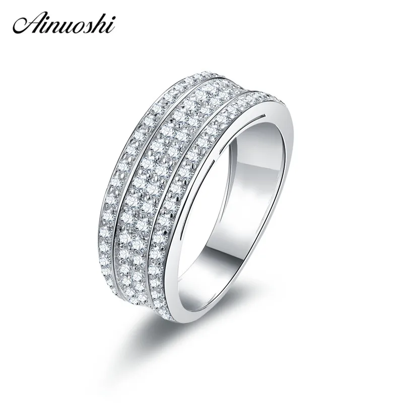 Ainuoshi Geometry 925 Sterling Silver Wedding Rings Engagement