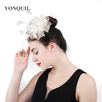 

Fancy feather sinamay loops headwear 2019 new sinamay church fascinators hat hair clips accessories party tea fascinator race